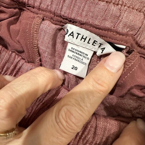 Athleta Cabo Linen Wide Leg High Waisted Pants Plus Tawny Rose Orchard Pink 20 - Picture 9 of 9